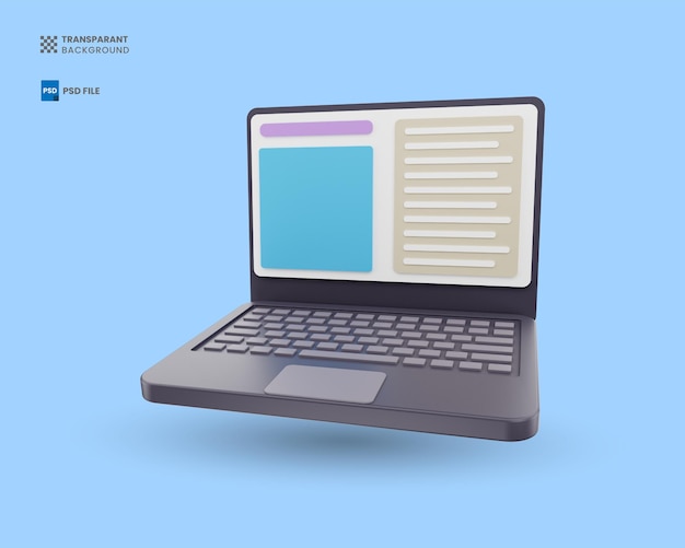 Laptop icon isolated 3d render illustration