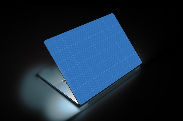 PSD laptop in donkere mockup