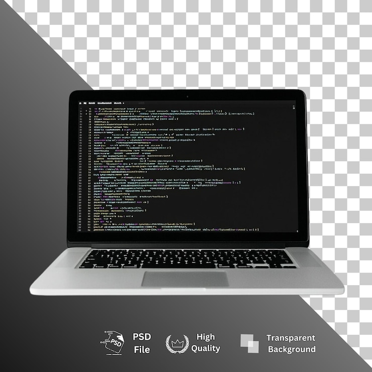 PSD laptop isolated on transparent background