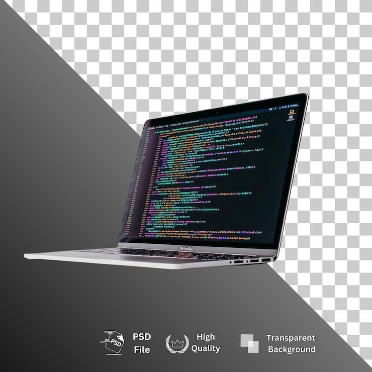 PSD laptop isolated on transparent background