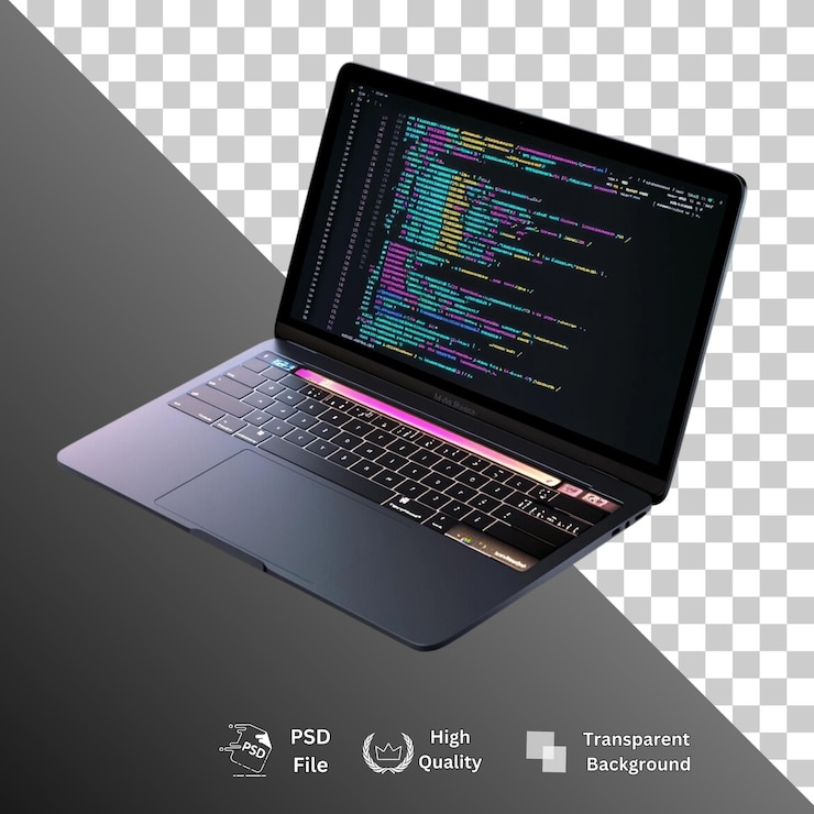 PSD laptop isolated on transparent background
