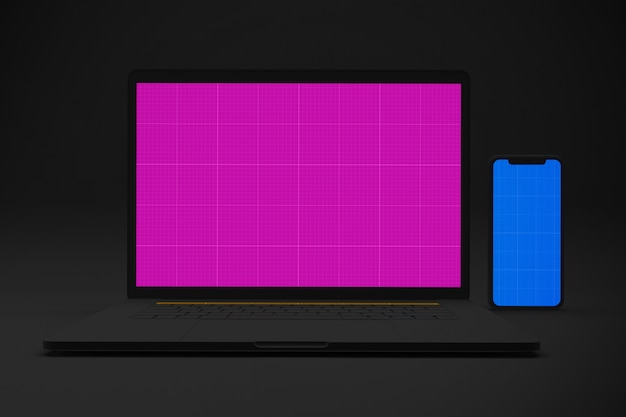 ラップトップとモバイルのモックアップ