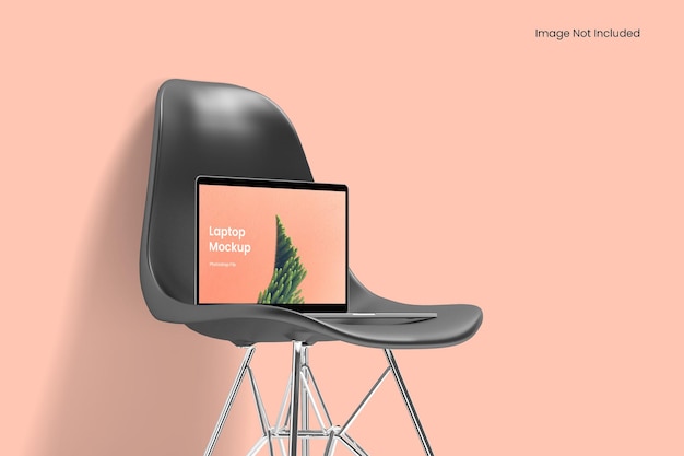 PSD laptop mockup on the chair