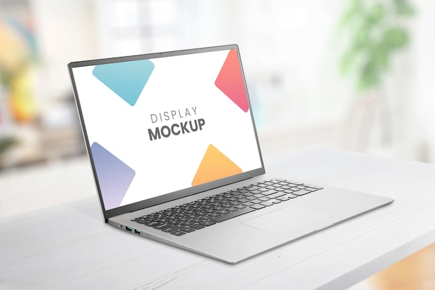 Laptop mockup on office desk