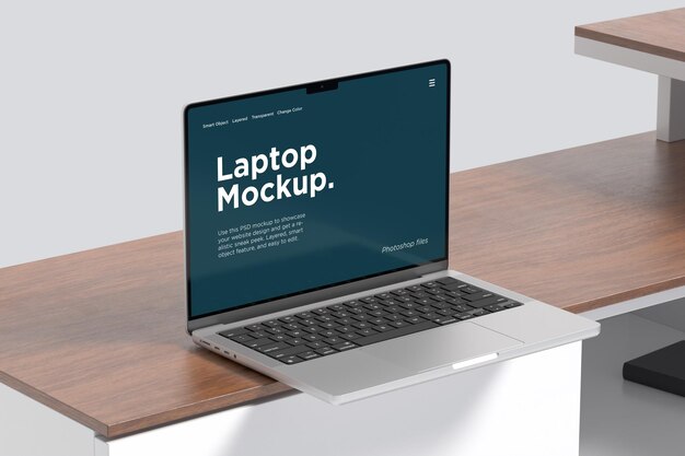 PSD laptop mockup op het bureau