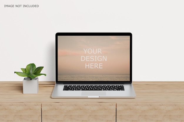 PSD laptop mockup perspective view