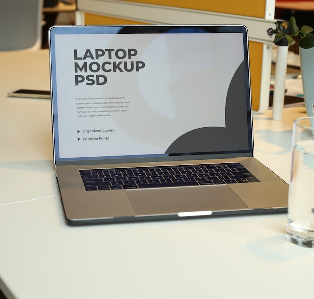 laptop mockup psd at office