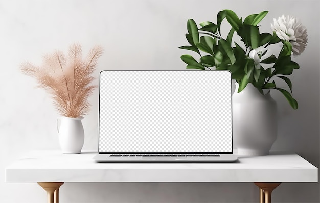 Laptop mockup sjabloon met transparante schermweergave