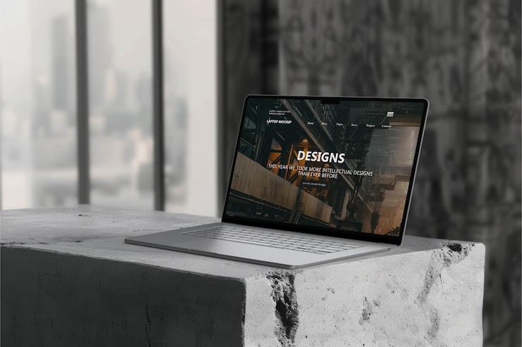 Laptop mockup voor civiele bouwbedrijven Laptopmockup