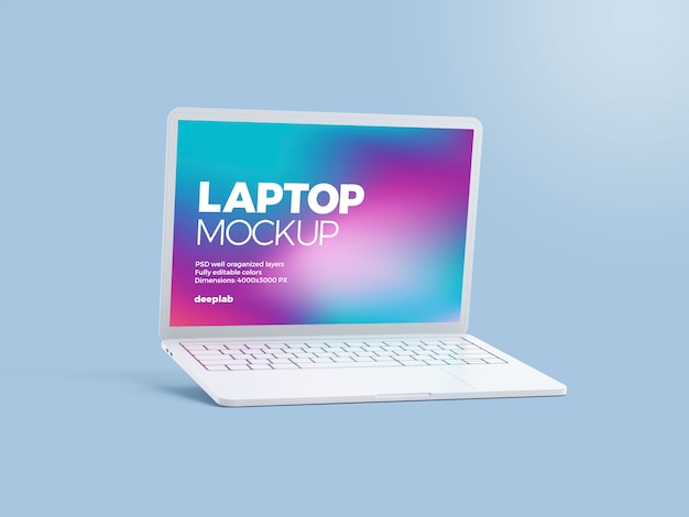 Modello di laptop con colore di sfondo modificabile