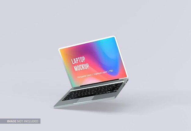 PSD laptop mockup with minimalistic background