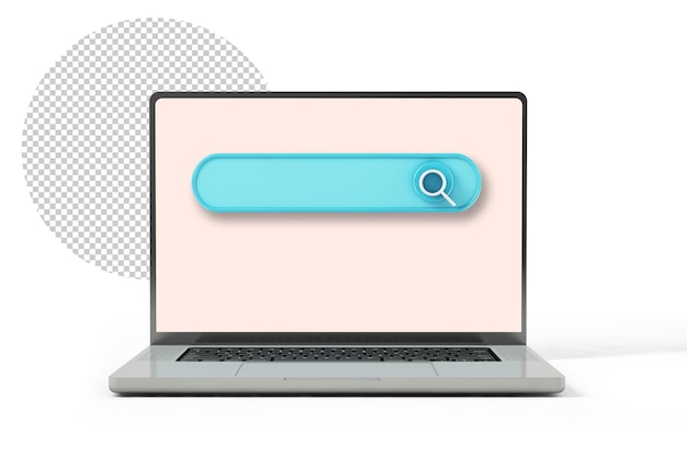 PSD mockup di laptop con barra di ricerca