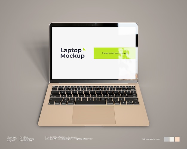 Laptop mockup ziet er vooraanzicht uit