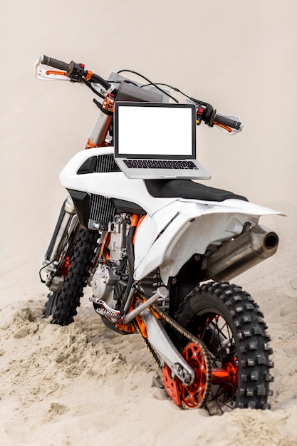 Laptop on a motorcycle