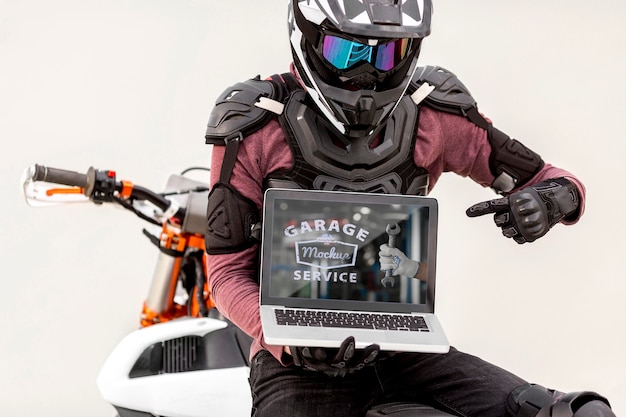 Laptop on a motorcycle