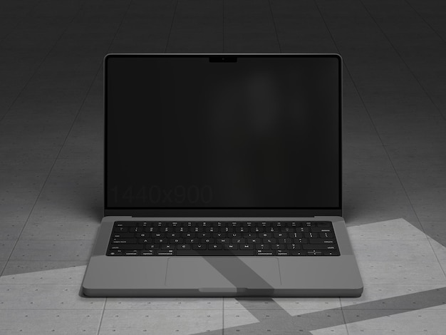 Laptop na betonowej makiecie