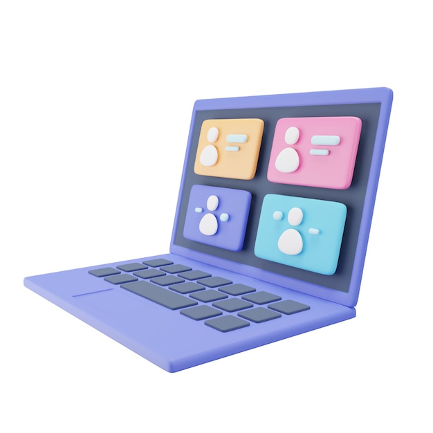 Computer portatile per lo studio online icona 3d per l'istruzione