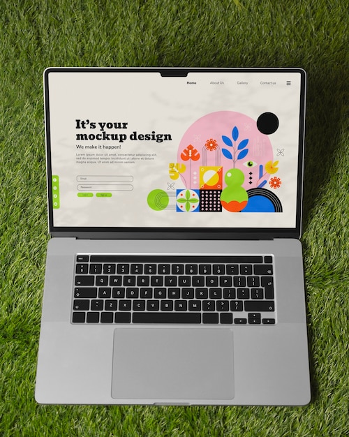 PSD laptop outdoors mockup