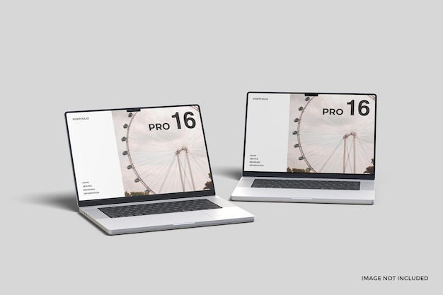 Laptop pro 16 inch screen mockup set