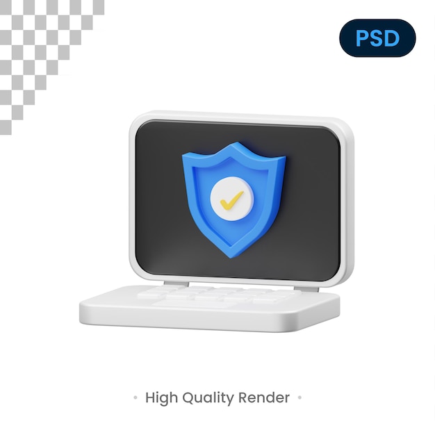 Icona 3d protezione laptop psd premium