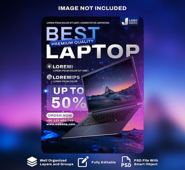 PSD laptop for sale poster banner template design