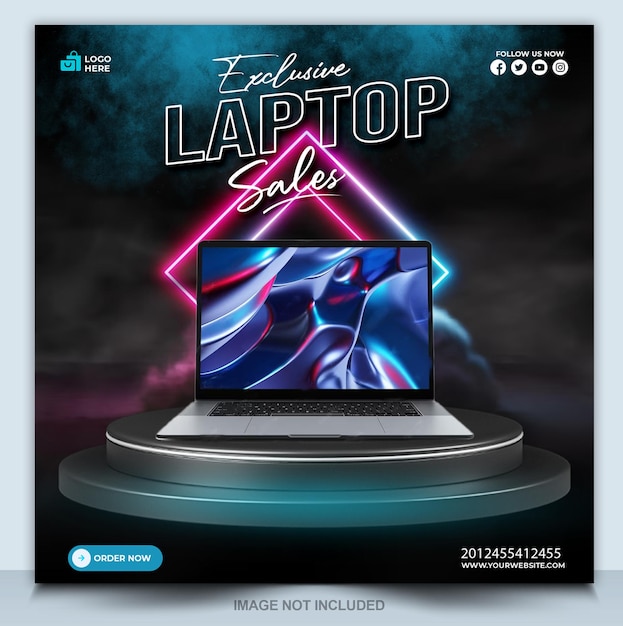 Шаблон дизайна плаката для продажи ноутбуков