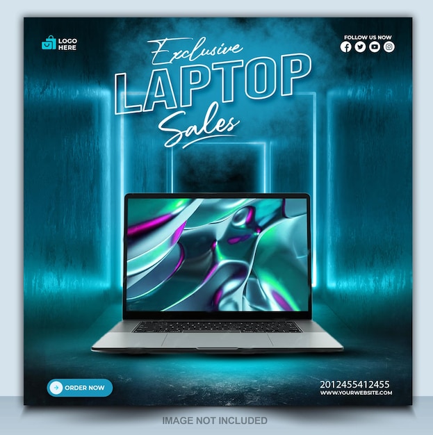 Laptop sales poster design template
