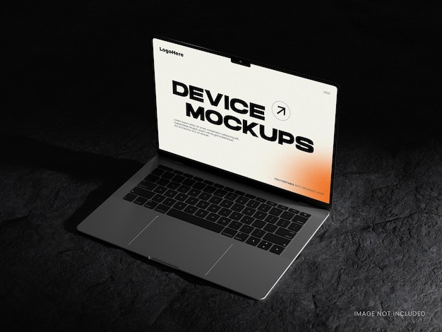 Laptop scherm mockup op Flat Rock Psd