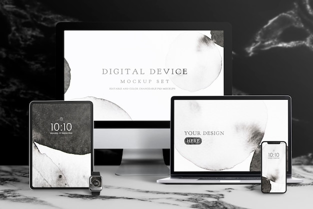 Laptop scherm mockup psd digitaal apparaat