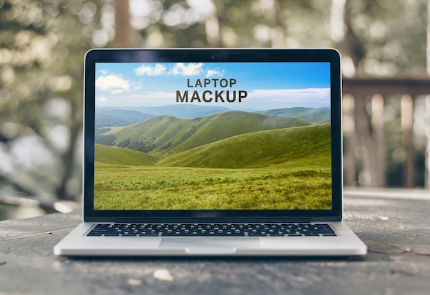 Laptop screen mockup design isolated