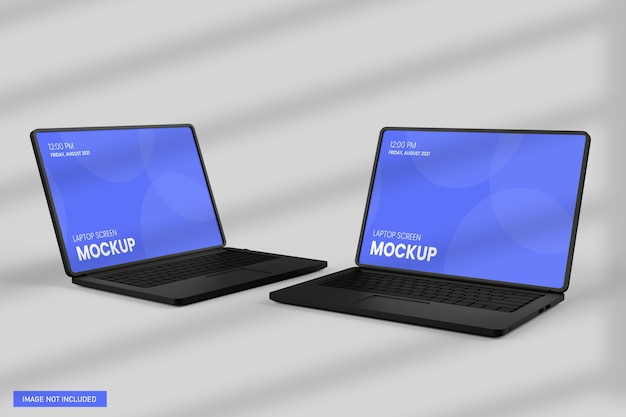 Vista frontale del mockup dello schermo del laptop nel rendering 3d