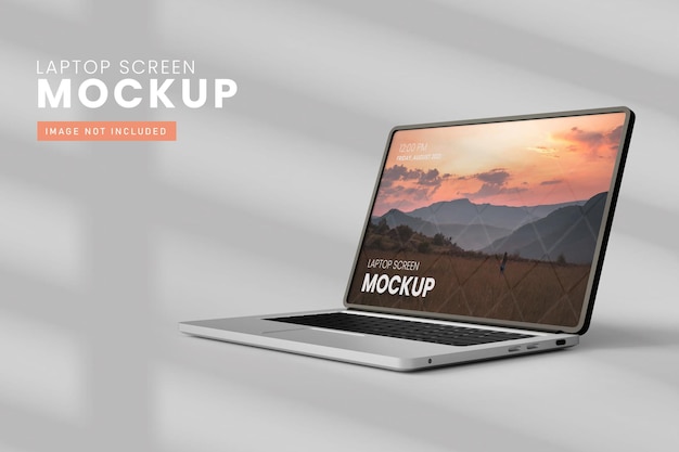 PSD laptop screen mockup front view in 3d rendering