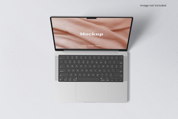 Laptop screen mockup top  view angle