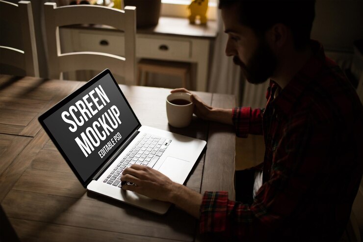 PSD laptop screen photoshop mockup