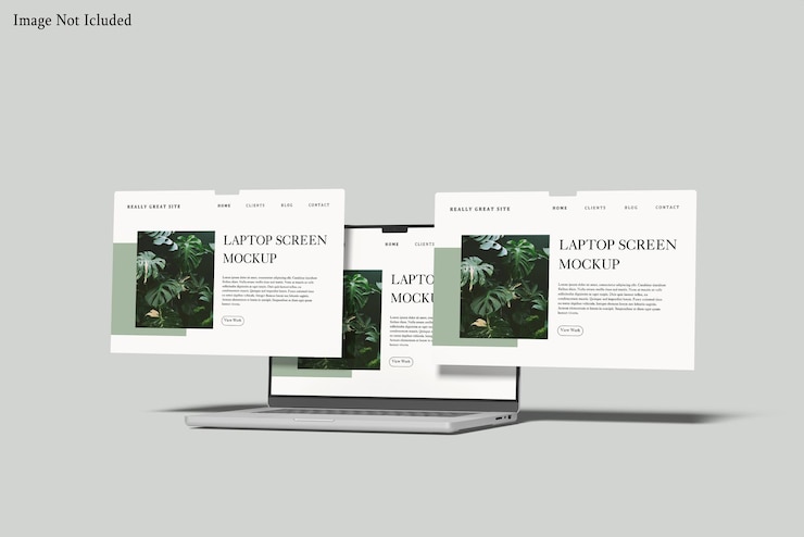 PSD laptop screen website mockup