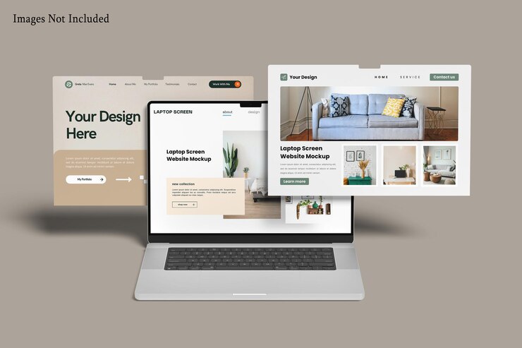 PSD laptop screen website mockup