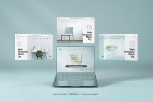 PSD的笔记本电脑屏幕与网站演示模型孤立