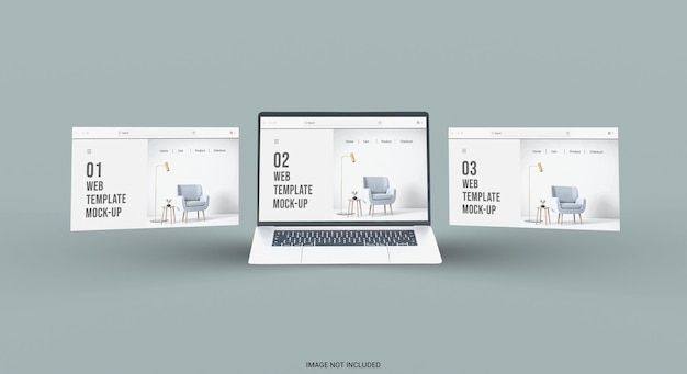 Schermo del laptop con mockup di presentazione del sito web