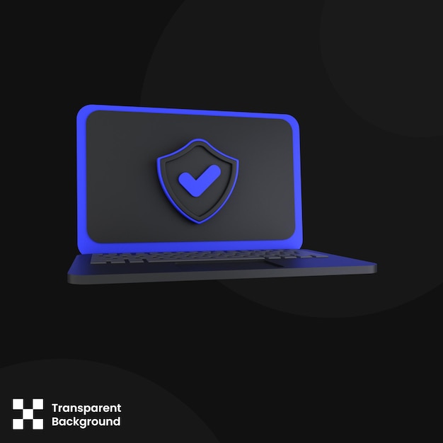 laptop security of 3d illustration isolated on white background Security 3D Concept 3d render illustration