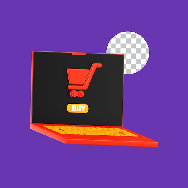 PSD laptop shop 3d icon