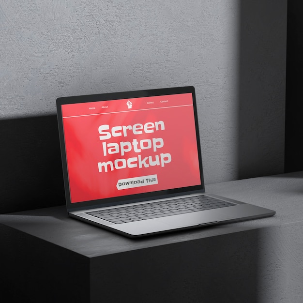 Laptop in a simple environment mockup