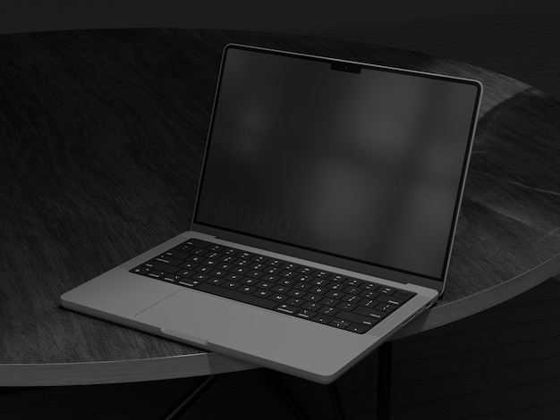 PSD laptop sitting on a table mockup