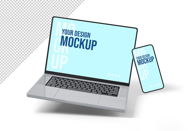 PSD laptop and smartphone device mockup