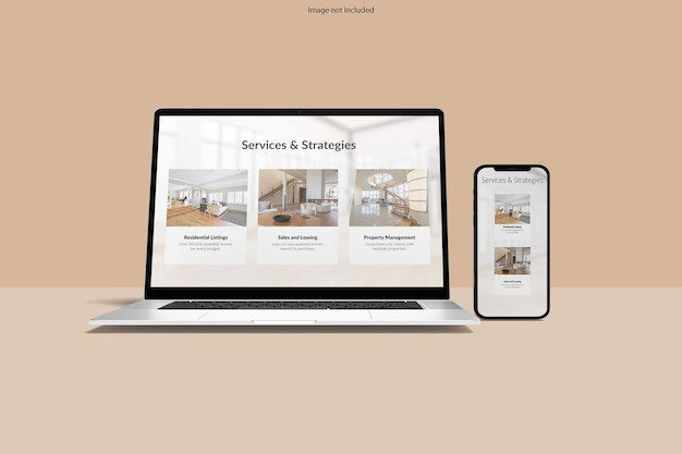 laptop and smartphone mockup front view