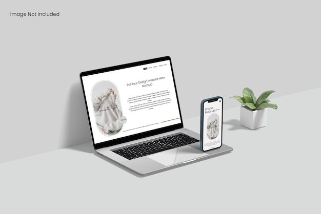 Laptop and smartphone mockup realistic
