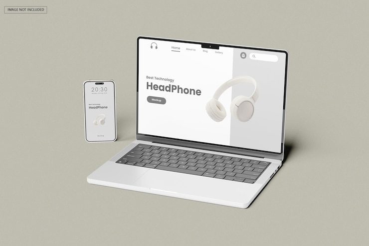 MacBook Pro и iPhone X, вид сверху с деталями украшения Psd макет