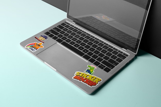 PSD laptop sticker mockup design