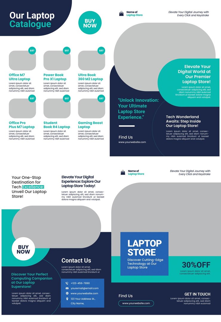 PSD laptop store bifold brochure