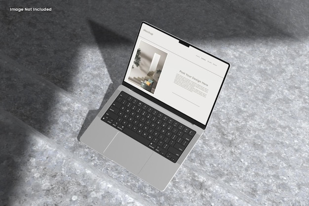 PSD laptop stylish mockup with shadow overlay