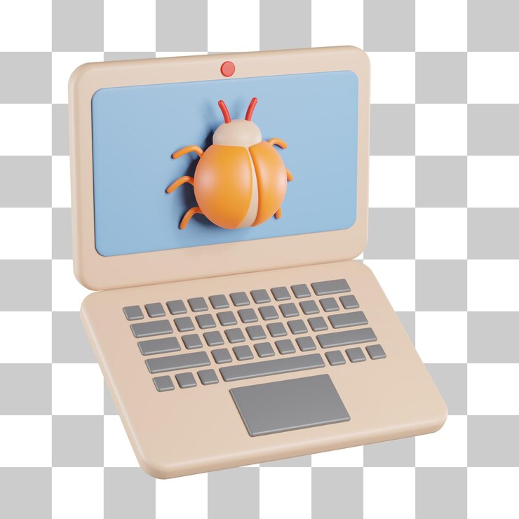 PSD laptop virus 3d icon